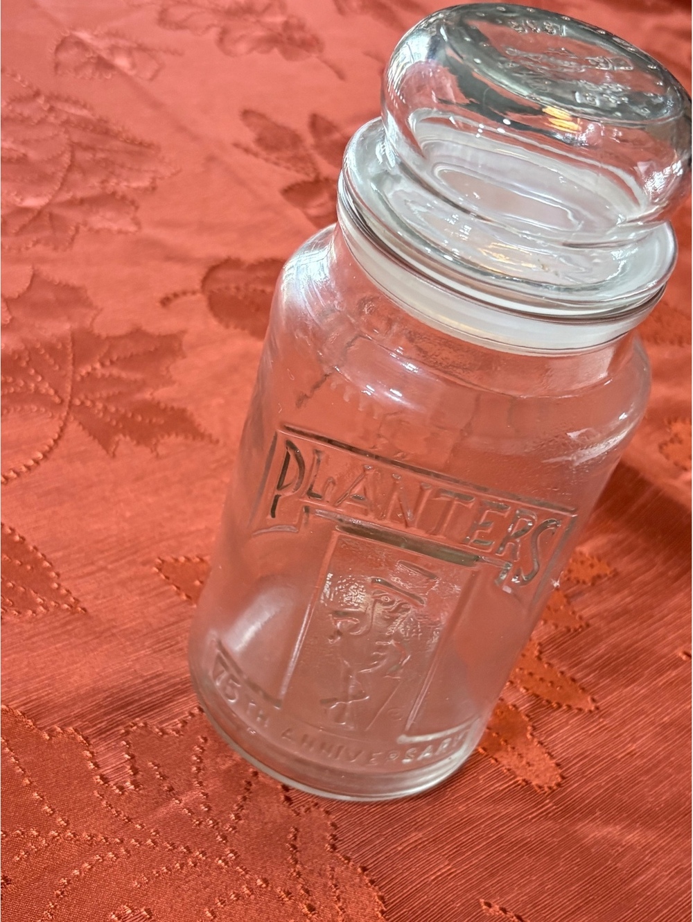 Planters 75th Anniversary Glass Jar with Lid 1906-1981